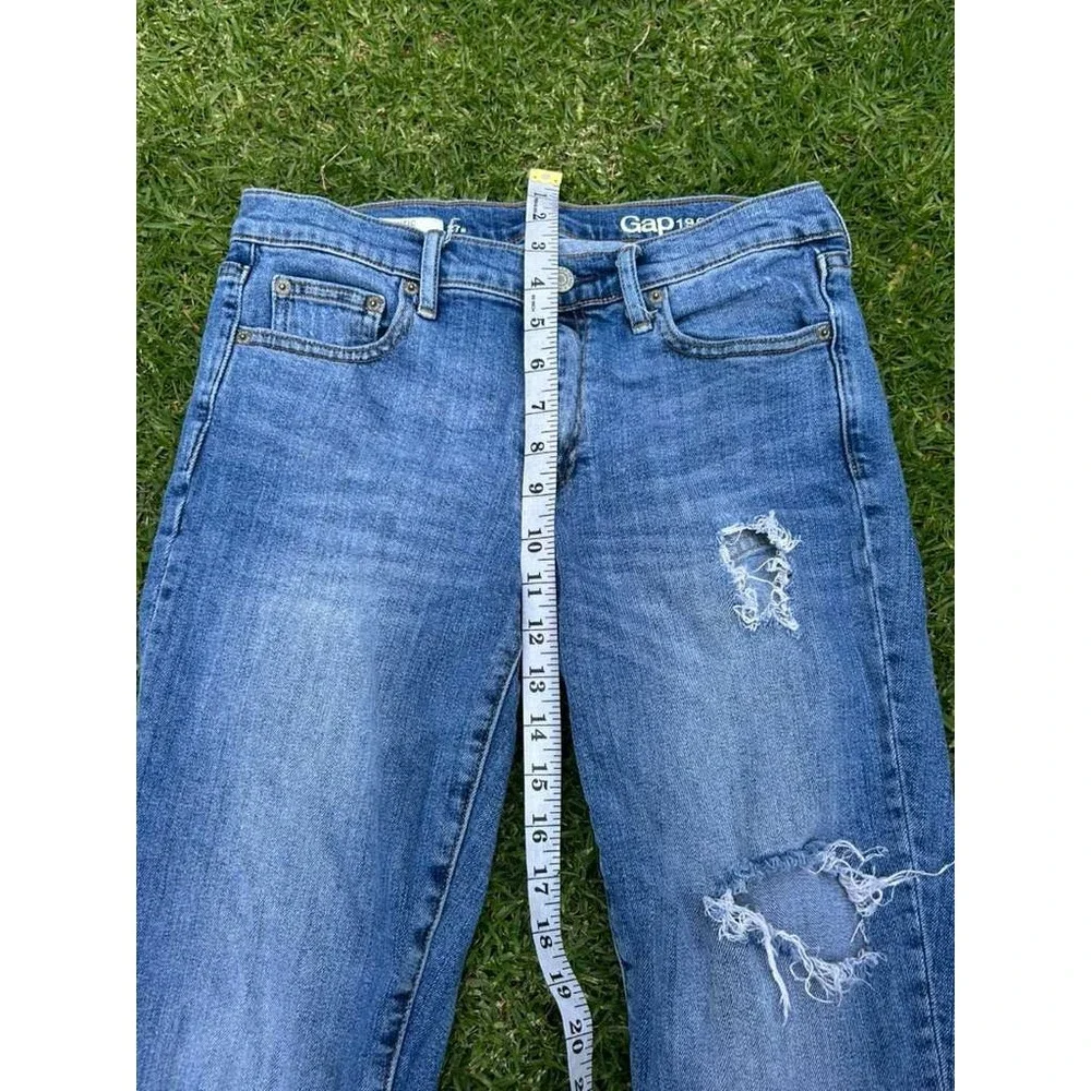 Gap 1969 Authentic True Skinny Distressed Medium Wash Jeans Womens 27s Y2K - Picture 2 of 10
